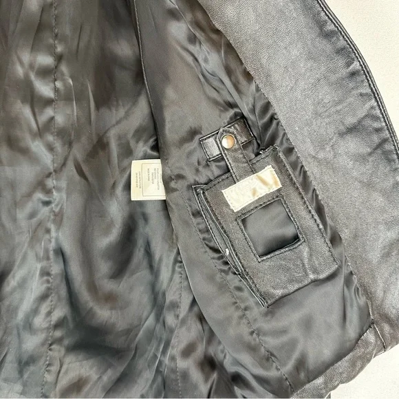 June Asymmetrical Leather Crop Jacket Black - Picture 4 of 9